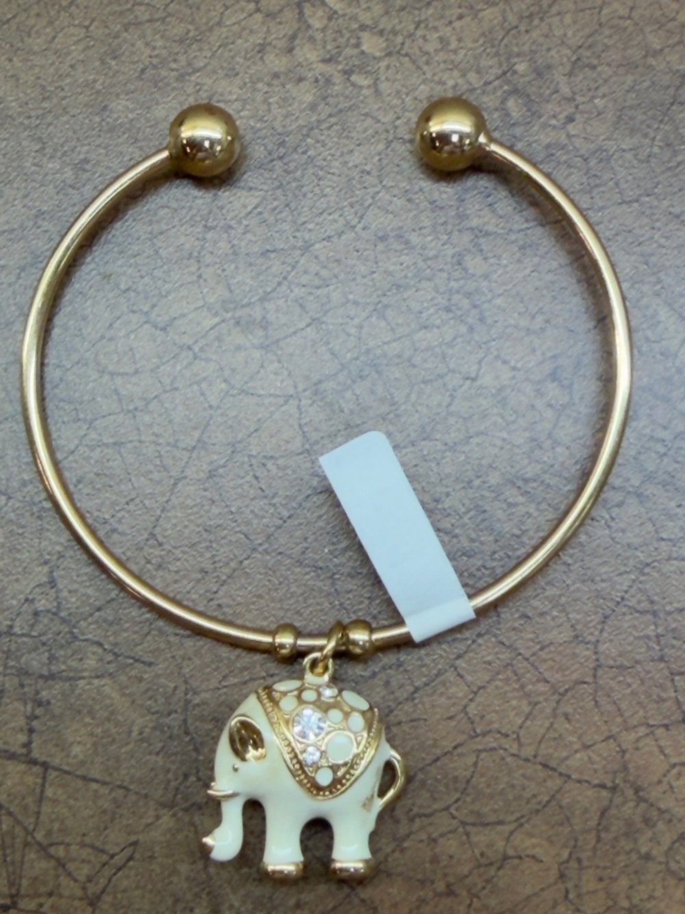 Gold-Tone Elephant Charm Open Cuff Bracelet - Women's Jewelry